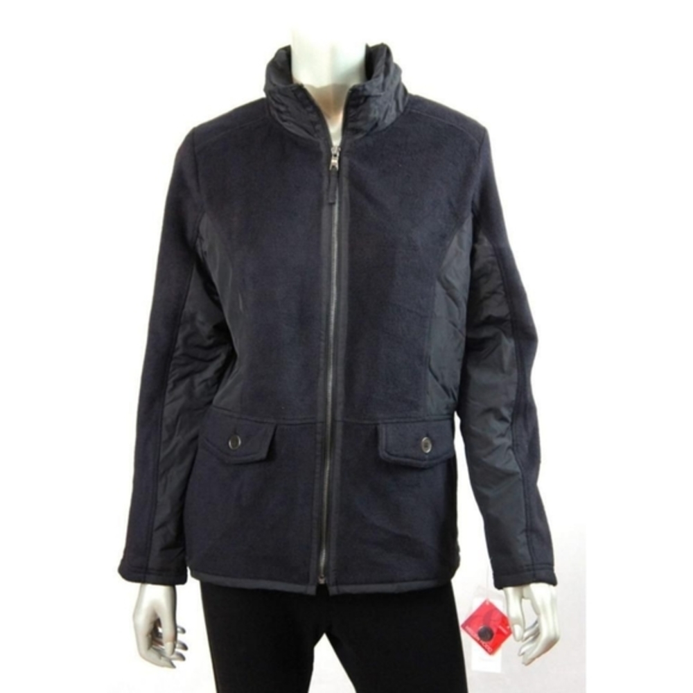 Style & Co. Sport Fleece Panel Hooded Jacket Black M
